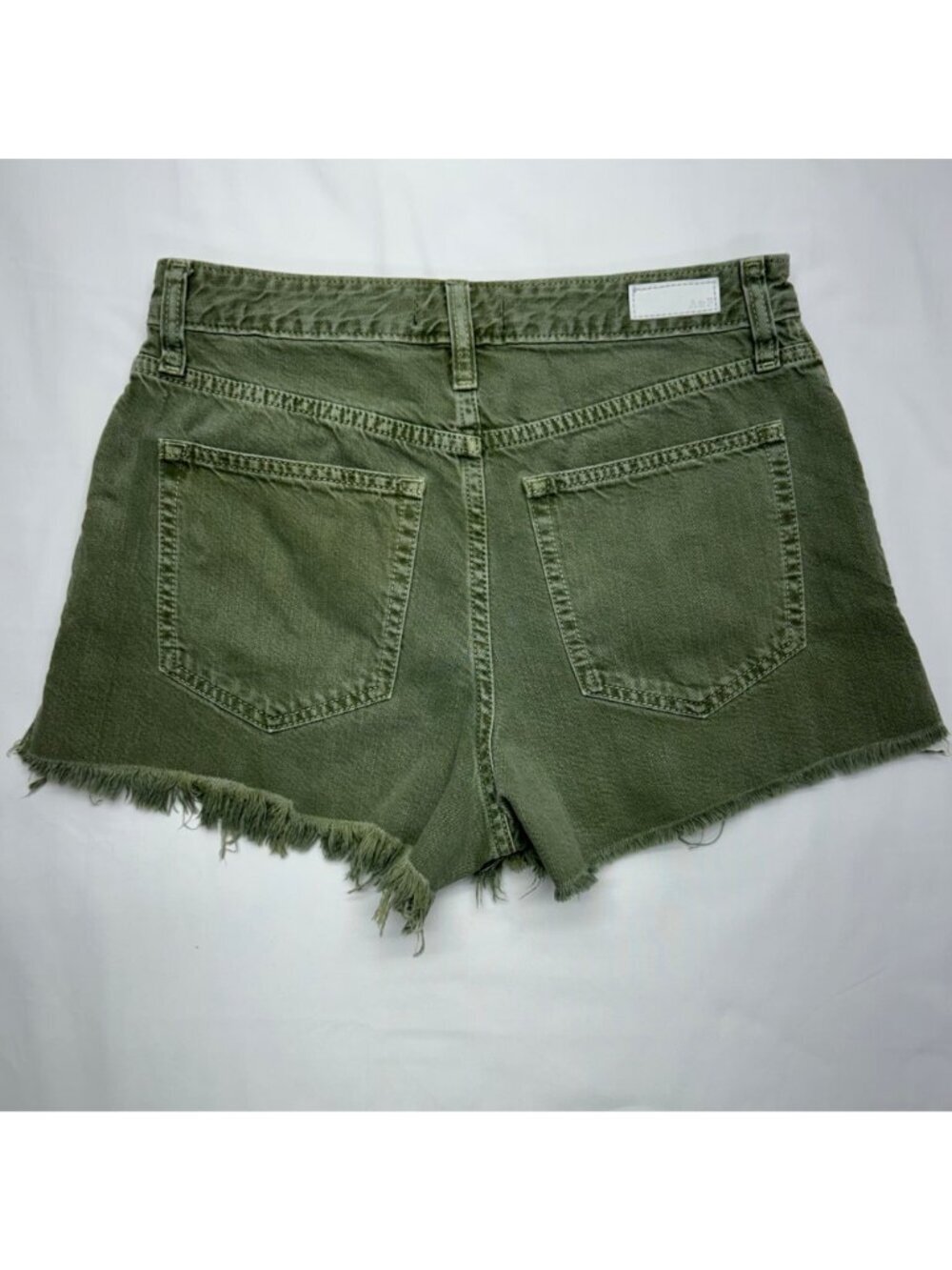 Abercrombie & Fitch Annie High Rise Women's 4/27 Olive Raw Hem Logo - Picture 2 of 15